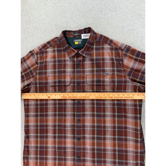 Eddie Bauer Classic Fit Plaid Polyester Button Down Shirt (Men's XXL) Red - Picture 7 of 12